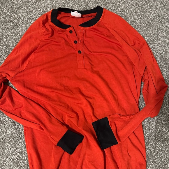 Lularoe Mark shirt- red with black trim. 3 button collar. Nwot. Medium. - Picture 1 of 2